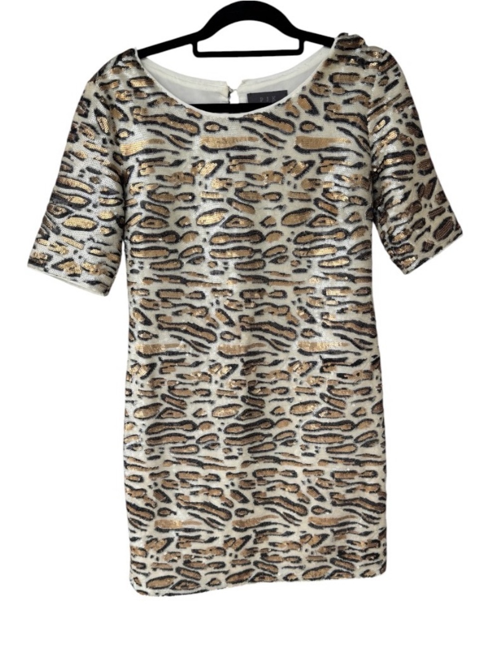 Animal-Print Sequin Shift dress - Gold and Black size M